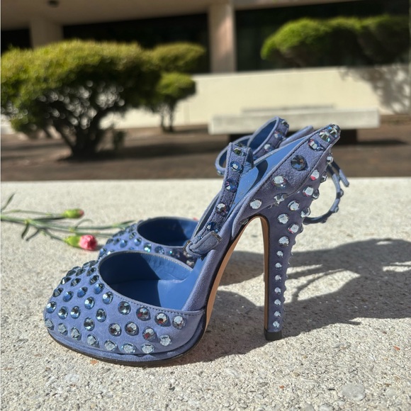 Gucci Swarovski Rhinestone Crystal Stiletto Heels Sandals Sz IT 35 - Picture 7 of 11